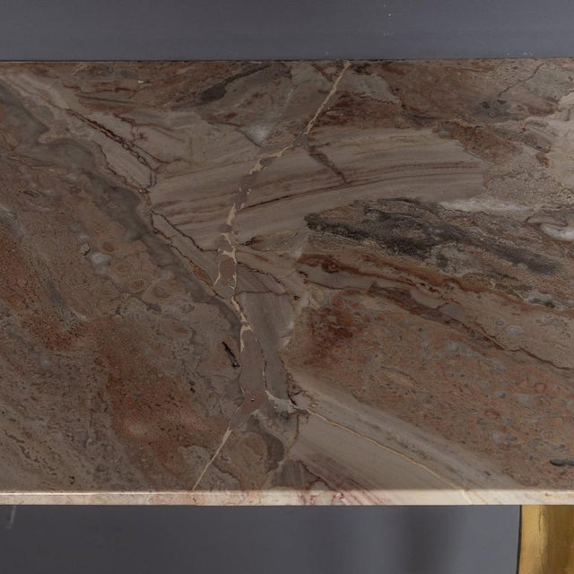 Gold Mid-Century Italian Brass and Marble Console with Mirror, 1950s, Set of 2 For Sale - Image 8 of 18