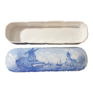 Antique 1890s Rosenthal r.c. Versailles Porcelain Lidded Box - Dutch Windmill Scene For Sale