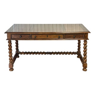 Vintage Rustic Barley Twist Writing Desk For Sale