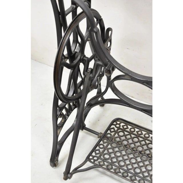 Antique Black Cast Iron Treadle Sewing Machine Table Base by New Home For Sale In Philadelphia - Image 6 of 11