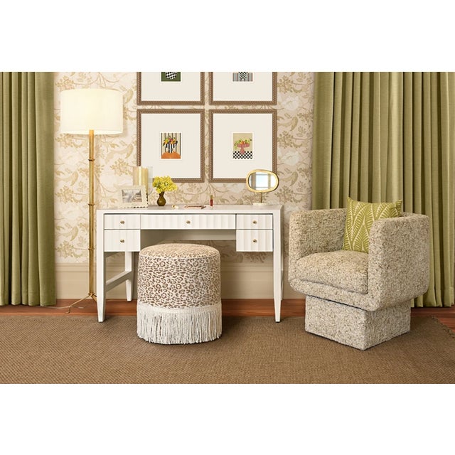 Wood Matthew Izzo Home Franklin Matte White Fluted Five Drawer Writing Desk For Sale - Image 7 of 10