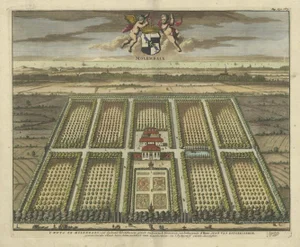 Smallegange, Molenbaix Estate in Belgium, 1696, Handcolored Engraving