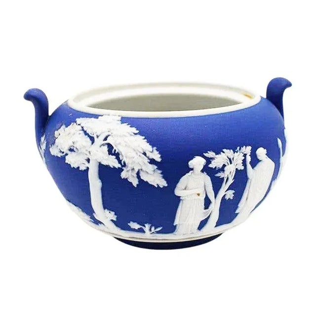 Ceramic 1930s Portland Blue Jasperware Bowl With White Overlay by Wedgwood England For Sale - Image 7 of 7