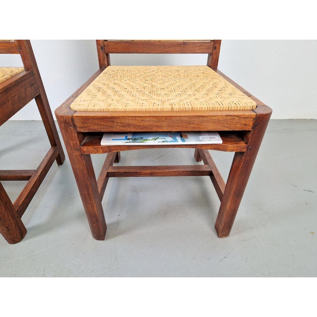 Set of Art Deco Dutch Haagse School Oak Rattan Chair, 1930s For Sale - Image 3 of 15