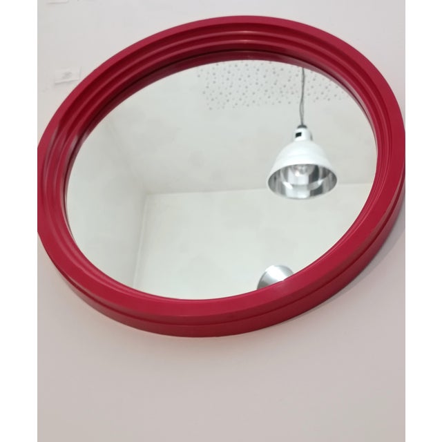 Glass Space Age Round Plastic Mirror, 1970s For Sale - Image 7 of 7