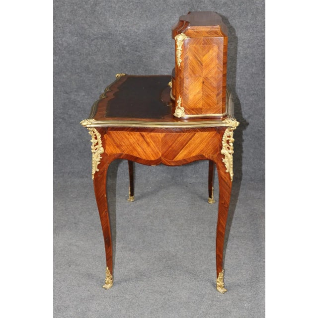 Rare Kingwood, Bronze and Leather Top Ladies Desk by Leon Dromard For Sale - Image 4 of 15