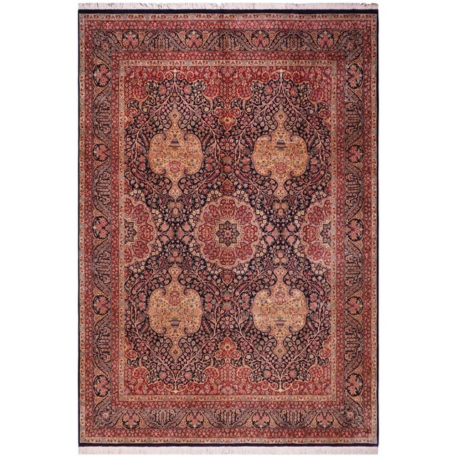 Art Nouveau 1990's Sultan Pak-Persian Blue/Blue Wool Rug - 9'2'' X 12'1'' For Sale - Image 9 of 9