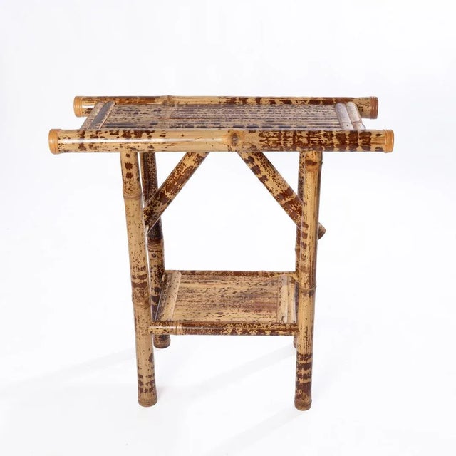 Wood Vintage Bamboo Console Table For Sale - Image 7 of 9