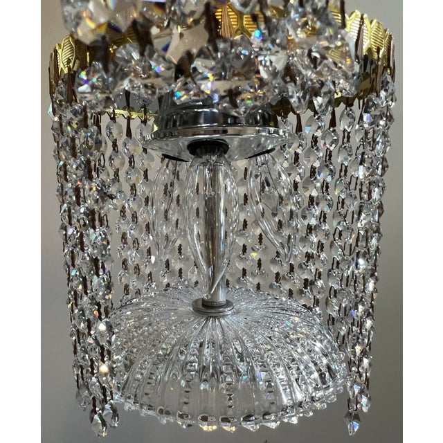 Vintage Hollywood Regency Crystal Waterfall Pendant Light For Sale - Image 9 of 12