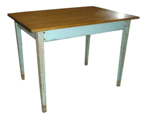 19th Century French Country Blue Painted Quebec Farm Table