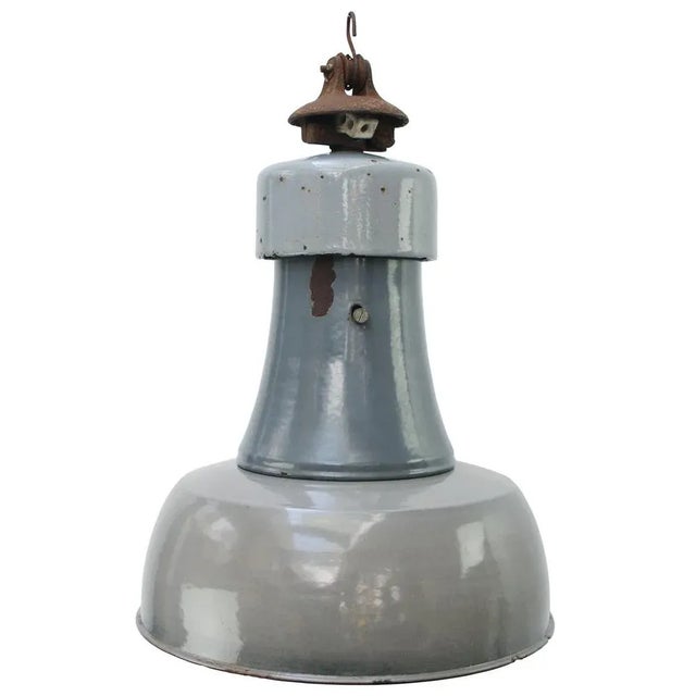 1950s Dutch Enamel Cast Iron Pendant Lamp, 1950s For Sale - Image 5 of 5