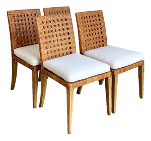 Vintage Woven Cane Dining Chairs - Set of 4