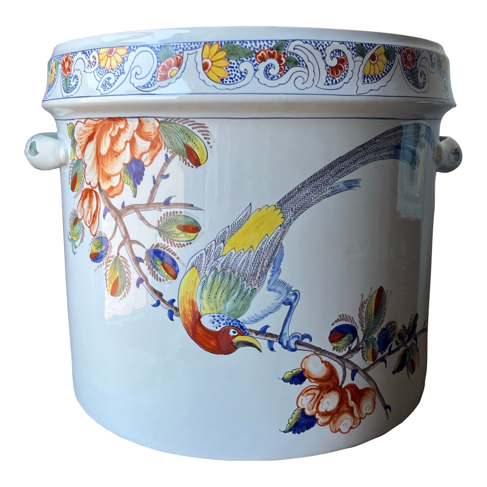 Handpainted Faience Planter Jardiniere Made in France for Tiffany