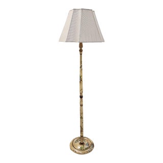 Antique 1930s Asian Chinoiserie Hand Painted Wooden Floor Lamp For Sale