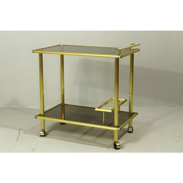 Mid-Century Modern Italian Brass Serving Trolley, 1980s For Sale - Image 3 of 8