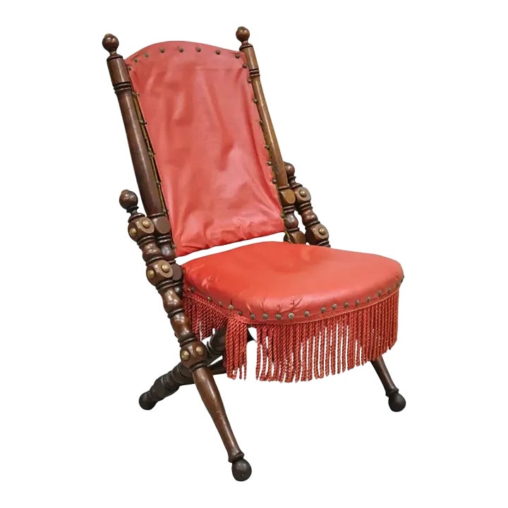 Mid 19th Century Antique Victorian Carved Walnut Folding Campaign Chair ...