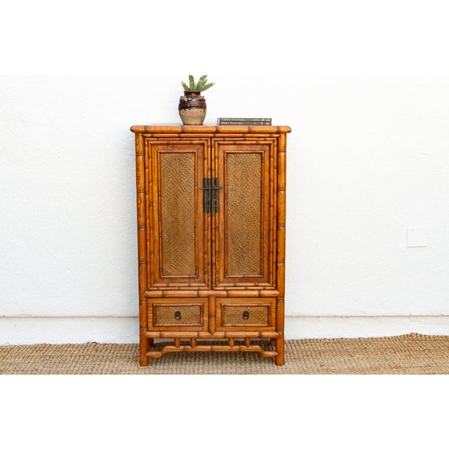 Vintage Faux Bamboo & Cane Cabinet For Sale - Image 10 of 10