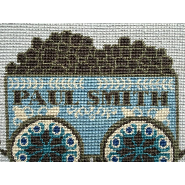 Mid-Century Modern Rare Large Paul Smith "Trains" Needlepoint Wall Art — 65" Wide, Framed & Signed For Sale - Image 3 of 16