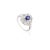 Modern 14k White Gold Floral Halo Diamond Blue Sapphire Princess Ring Size 7 For Sale - Image 3 of 12