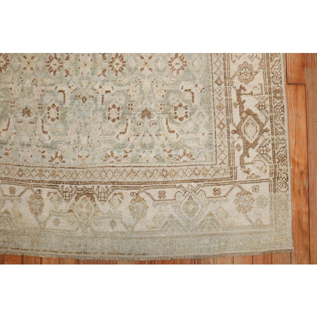 Persian Pale Green Antique Bidjar Accent Rug For Sale - Image 3 of 9