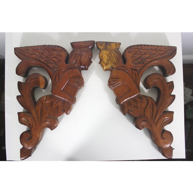 Antique Carved Wood Shelf Brackets Corbels Female Ship Figurehead Large Heavy, a Pair For Sale - Image 4 of 16