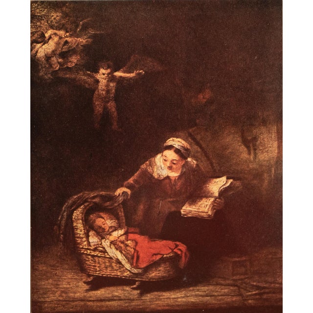 An excellent First Edition period antique full-color print by Mortimer Menpes after painting "The Holy Family with Angels"...