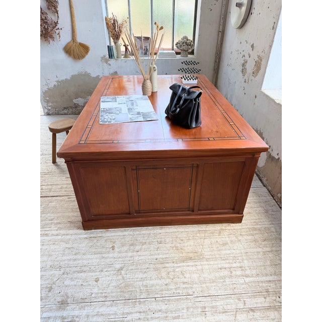 Brown Antique Double-Sided Desk with Walnut Countertop, 1900s For Sale - Image 8 of 18