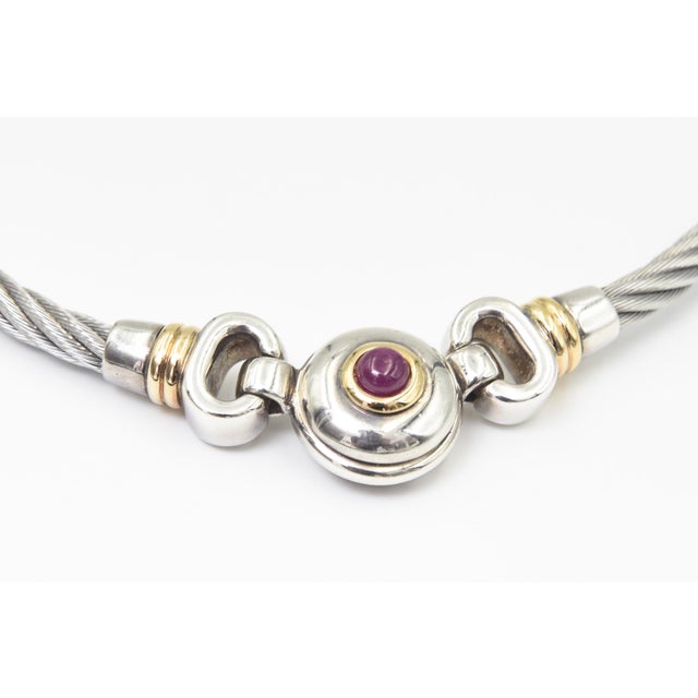 Late 20th Century Italian Yurman Style Sterling Silver Cable Collar Necklace For Sale In Miami - Image 6 of 12