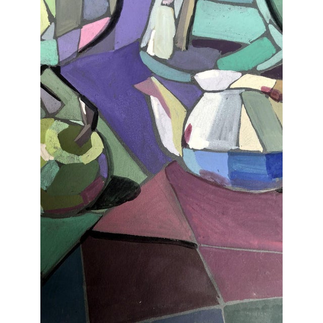 Gouache Painting Table in the Kitchen Unknown Artist For Sale - Image 9 of 11