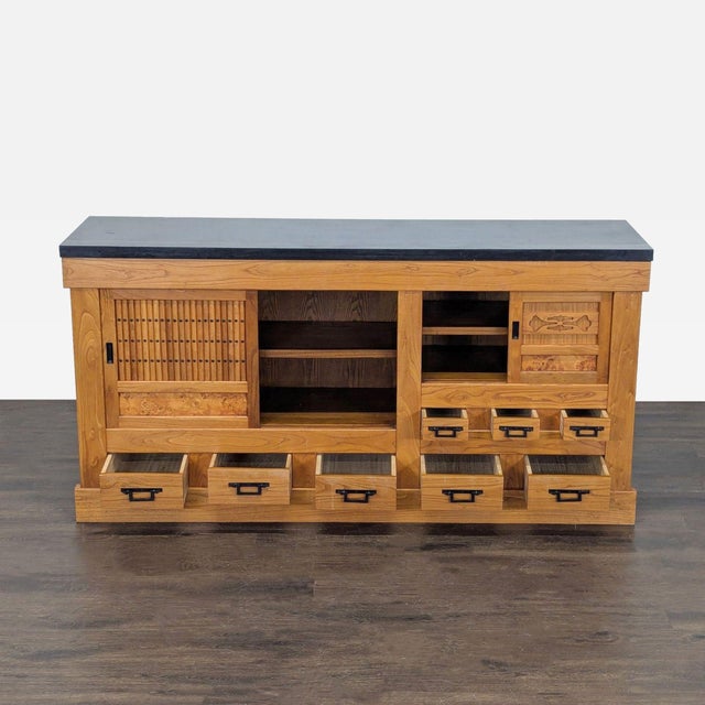 Japanese Antique Japanese Tansu With Granite Top For Sale - Image 3 of 11