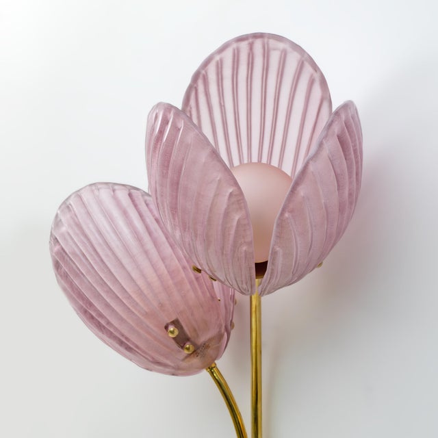 2000 - 2009 Tulips Murano Glass and Brass Sconces, 2000, Set of 2 For Sale - Image 5 of 10