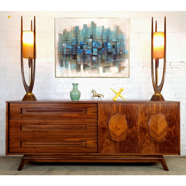 1960s Stately Restored Mid Century Modern Long Dresser Credenza Walnut Young, Attributed For Sale - Image 18 of 18