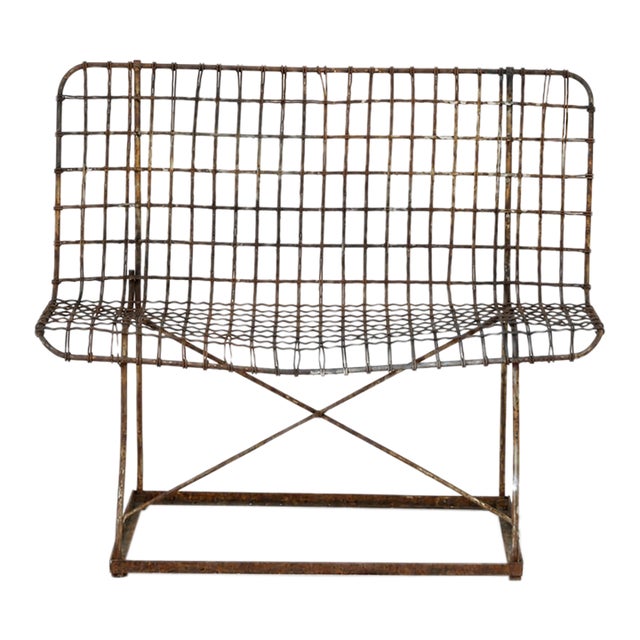 Antique Industrial Wire Garden Bench For Sale