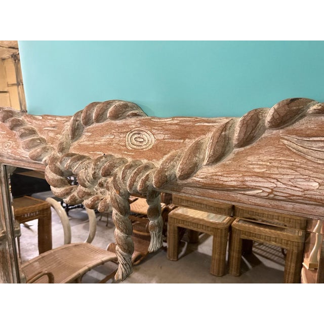 Extremely Large Vintage Italian Hand-Carved Faux Bois Rope & Knot Mirror, Circa 1980s For Sale - Image 6 of 11