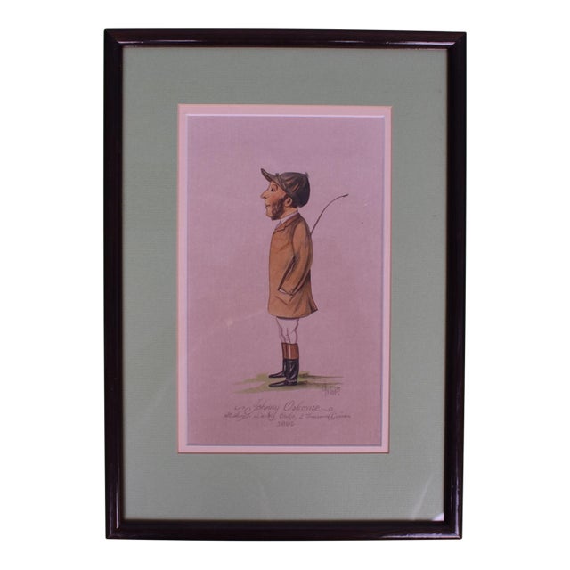 Johnny Osborne Jockey St. Leger, Derby, Oaks, 2 Thousand Guineas 1895 Watercolour by Astor For Sale
