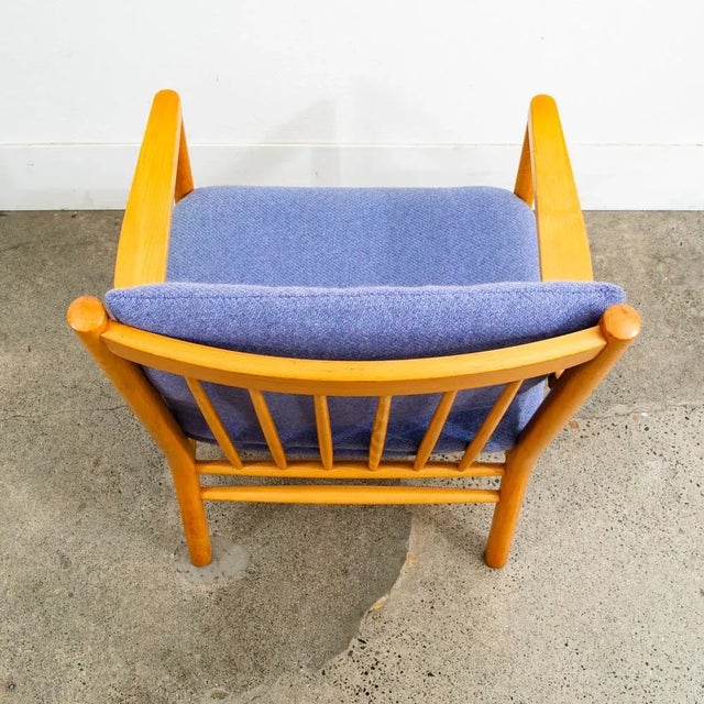 Brown Mid Century Danish Modern Lounge Chair Ole Erik Jorgensen Purple Fabric Wood MCM For Sale - Image 8 of 12