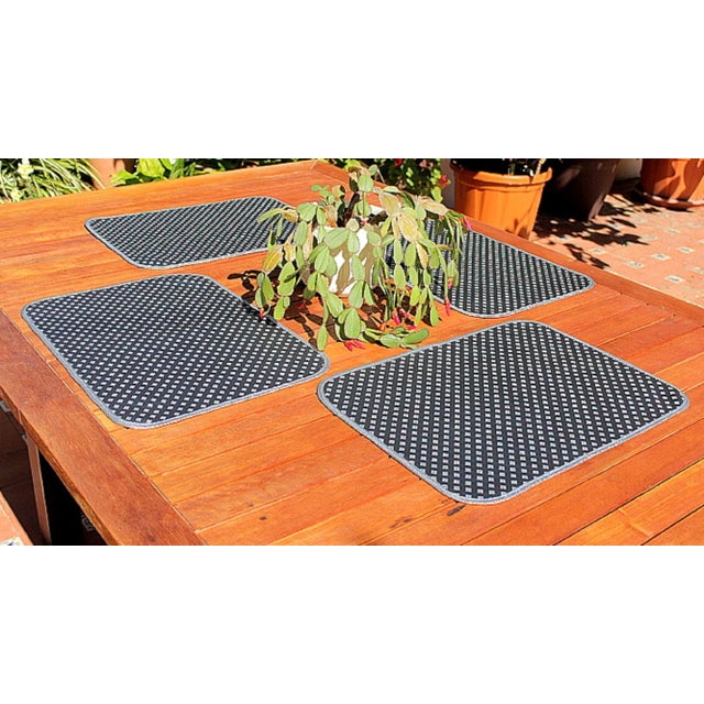 Silver and Grey Geometric Embossed Leatherette Placemats - Set of 4 For Sale - Image 4 of 13