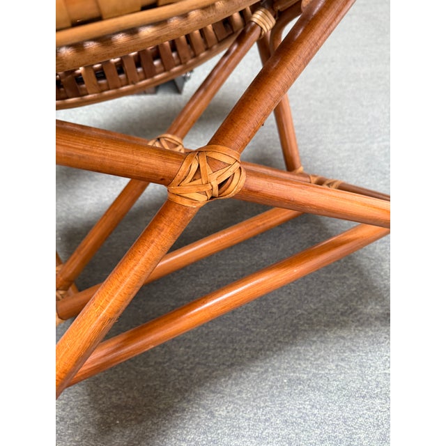 In the Style of McGuire Lattice Leather Strip Safari Chair For Sale In San Francisco - Image 6 of 12