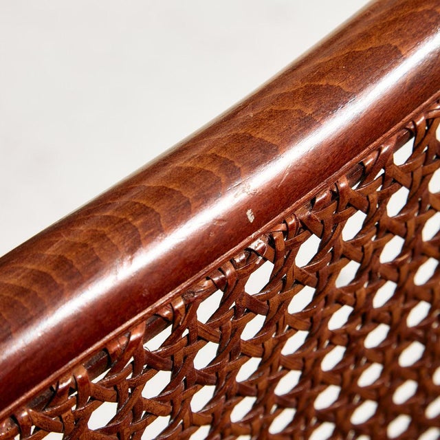 Brown Beech and Rattan Armchair, 1970s For Sale - Image 8 of 15