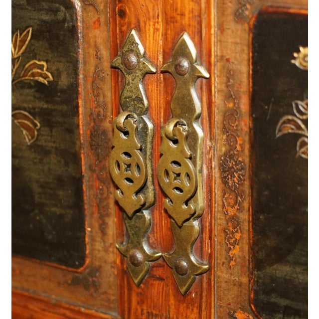Antique Chinese Hand Carved 1880 Compound Cabinet Cupboard Campaign Handle For Sale - Image 11 of 18