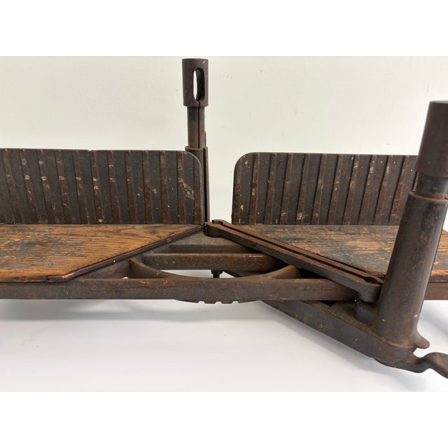 Industrial Antique Wooden & Cast Iron Miter Box – Adjustable Carpenter’s Tool For Sale - Image 3 of 17