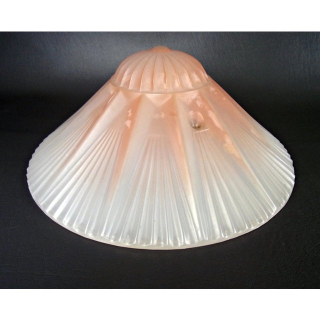 Art Deco Antique Art Deco Light Shade Sunburst Frosted Pink Glass For Sale - Image 3 of 4