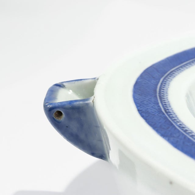 Antique Blue Fitzhugh Pattern Chinese Export Porcelain Tray Warmer & Cover For Sale - Image 13 of 18