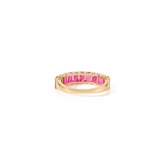 Metal Octagon-Cut Natural Ruby Stacking Ring Size 6 in 14k Yellow Gold For Sale - Image 7 of 12