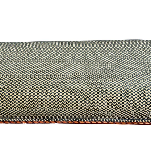 Traditional Blue Dot Velvet Upholstered and Carved Bench For Sale - Image 3 of 4
