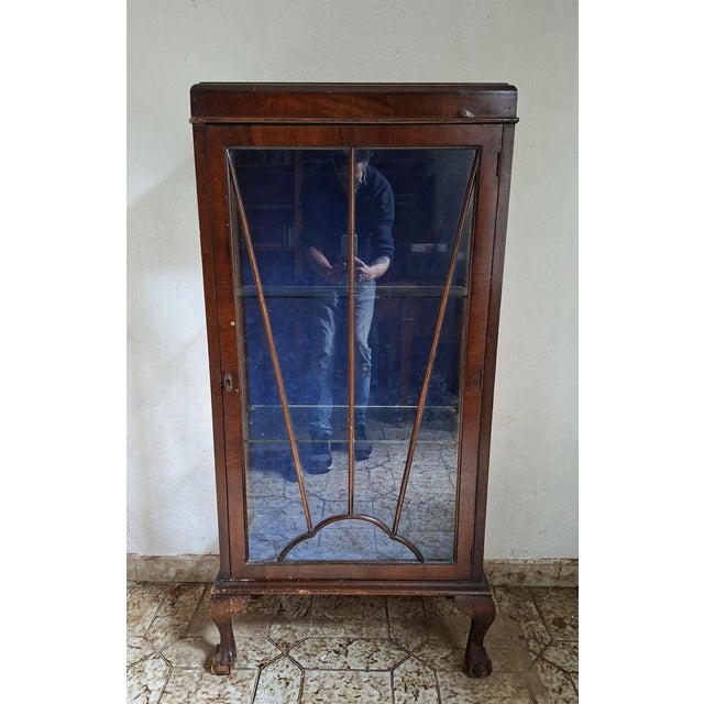 Wood 20th Century English Mahogany Display Cabinet with Claw and Ball Feet, 1920s For Sale - Image 7 of 8
