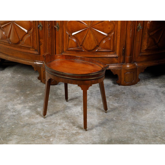 English 19th Century Oval Mahogany Tray Top Table with Brass Accents and Casters For Sale - Image 10 of 10