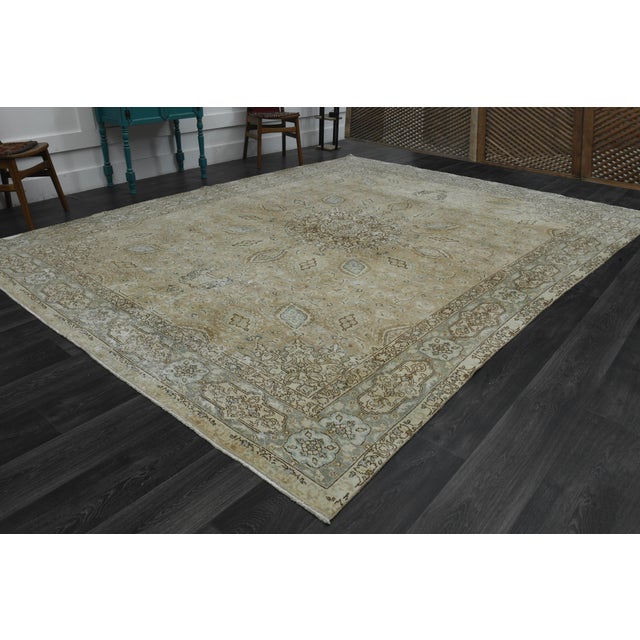 1970s Vintage Persian Handknotted Wool Brown Oversize Area Rug For Sale - Image 10 of 11