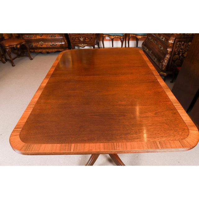 Vintage Twin Pillar Flame Mahogany Dining Table by W. Tillman, 1980s For Sale - Image 9 of 16