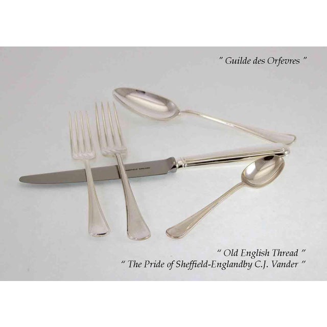 1990s New 1990 Old-English-Thread, Silver Plated Five Piece Place-Setting For Sale - Image 5 of 12